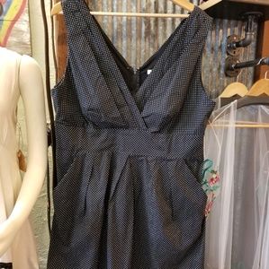 Sexy V-neck Black Polka dot dress with pockets 18